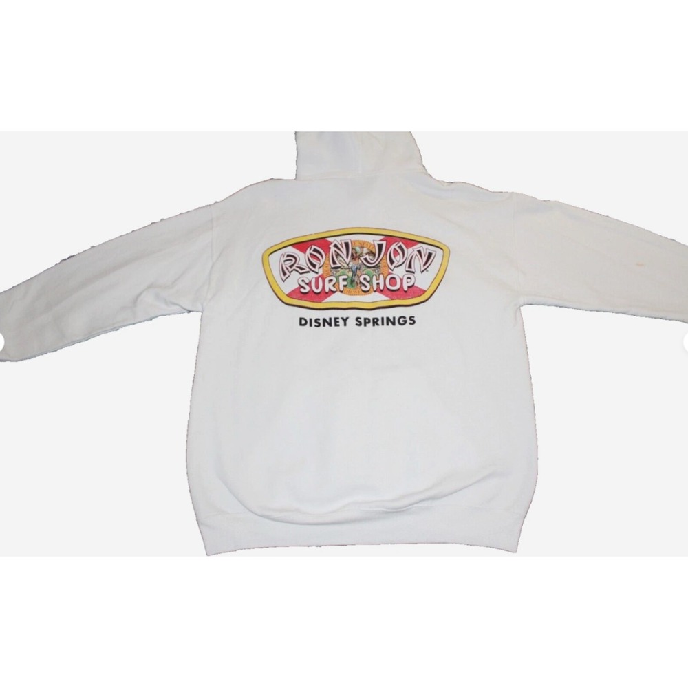 Ron Jon Surf Shop Disney Springs White Pullover Hoodie Size LARGE - Disneyland